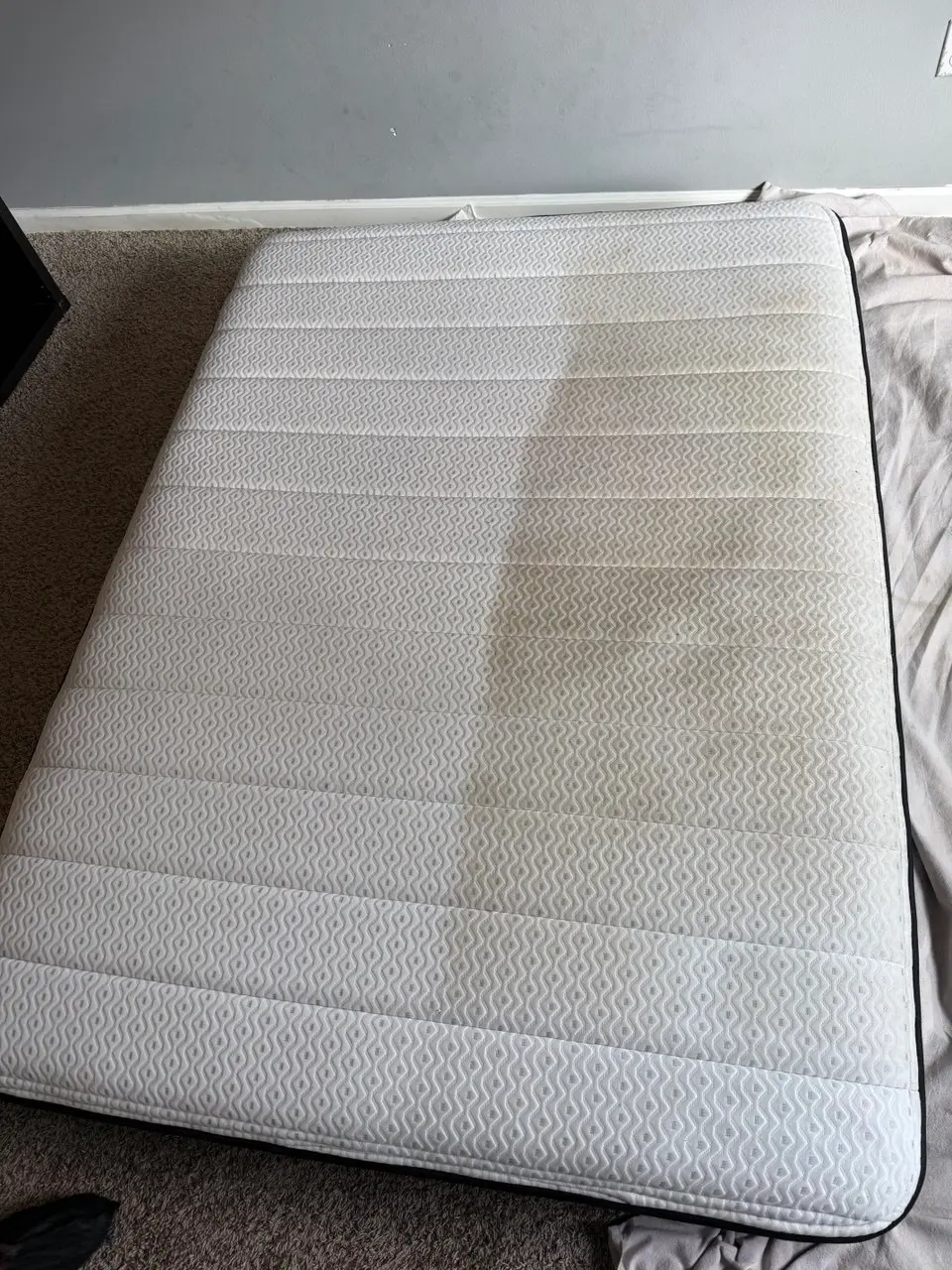 Mattress with stain before steam cleaning — Olympia, WA